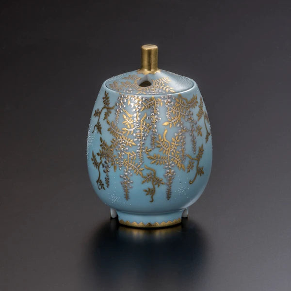 #3.3 Incense burner, Shirochibu, Hakukinmori white wisteria design,Kingyoku Nakada Ⅲ (K8-2041)