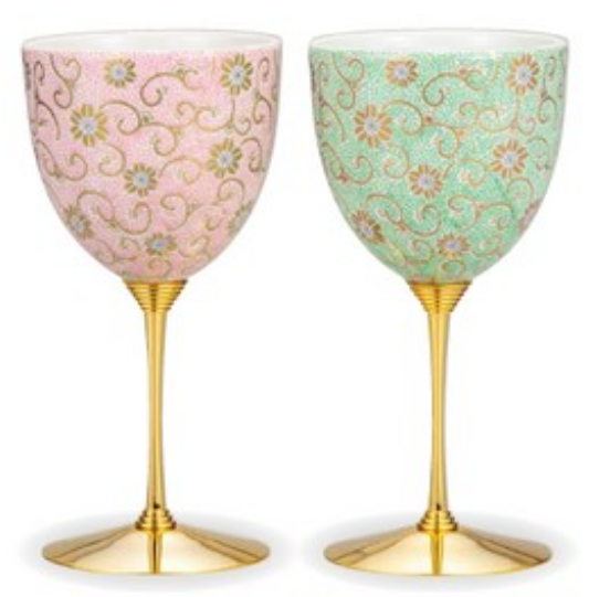 Pair Wine Cup Double Color Arabesque (K8-1123)