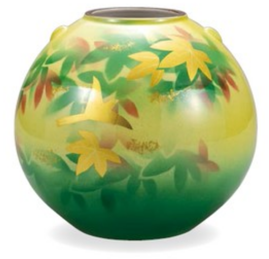 #7 Vase Gold Leaf Maple Flower and Bird (K8-1295)