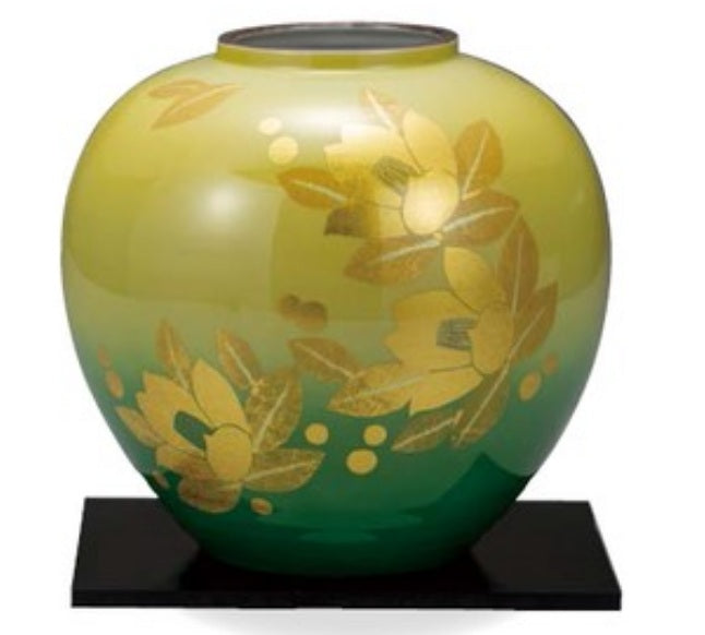 #8 Vase Yuri Kinsai (Glazed Gold) Sasanqua flower (K8-1305)