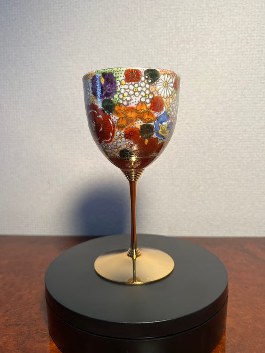 Wine Cup Silver Hanazume Red (K8-1108)